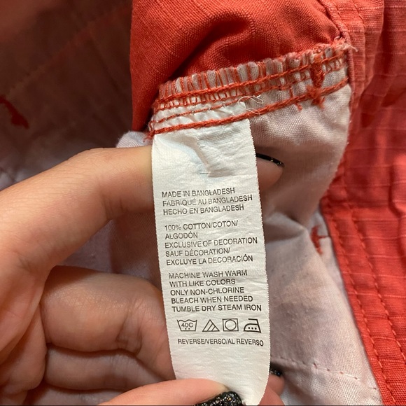 Izod Saltwater Rip Stop Cargo Pockets Shorts 100% Cotton Red Coral Mens Size 38 - Picture 6 of 10